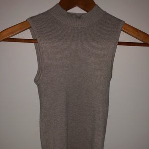 Light brown fitted high neck tank top